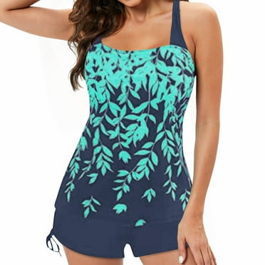 JBEELATE Plus Size Swimsuits for Women 2pcs Bathing Suits Tankini Swim Dress with Low Waist Shorts