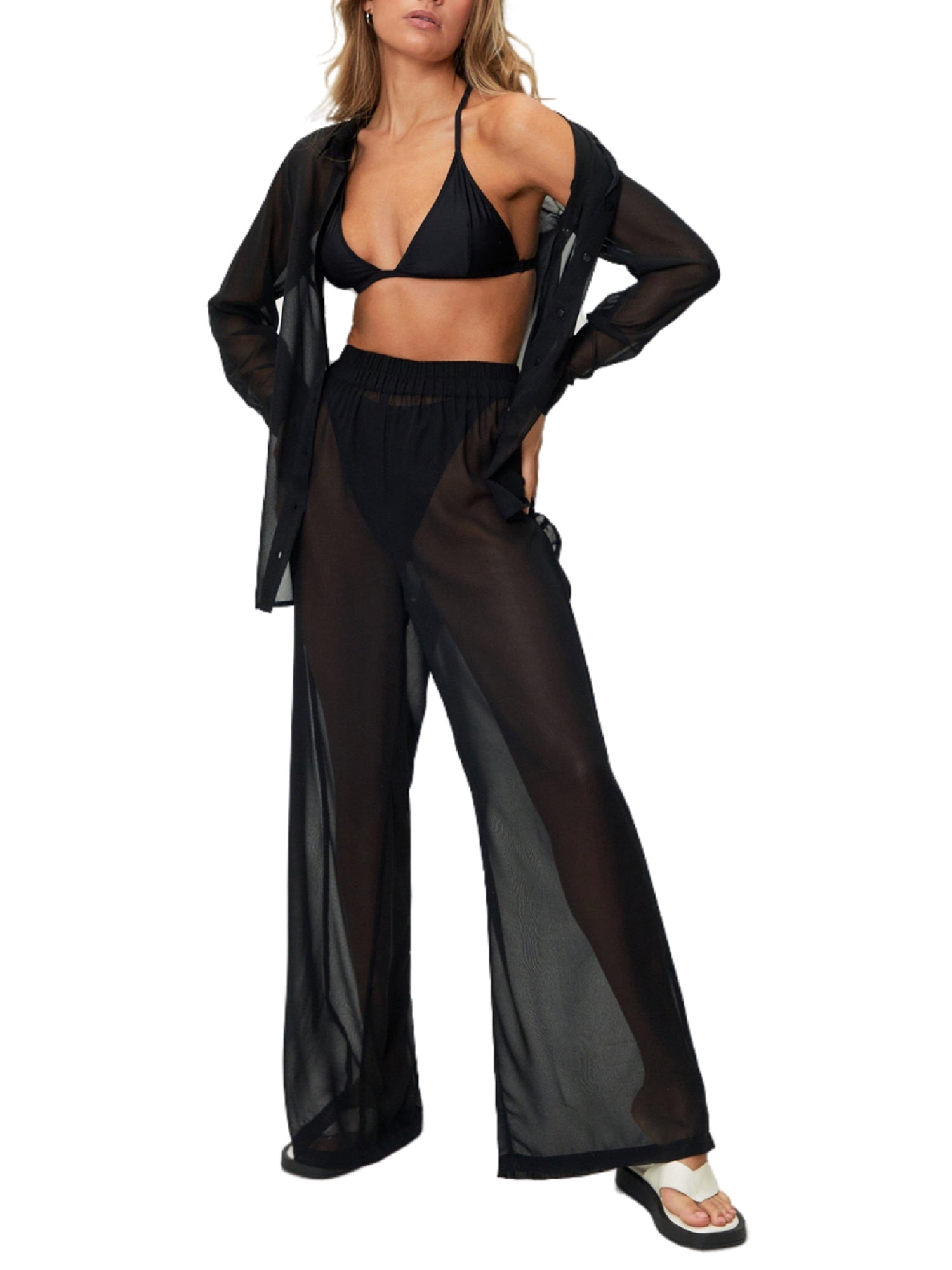 Chiffon Wide Leg Cover Up Beach Pants