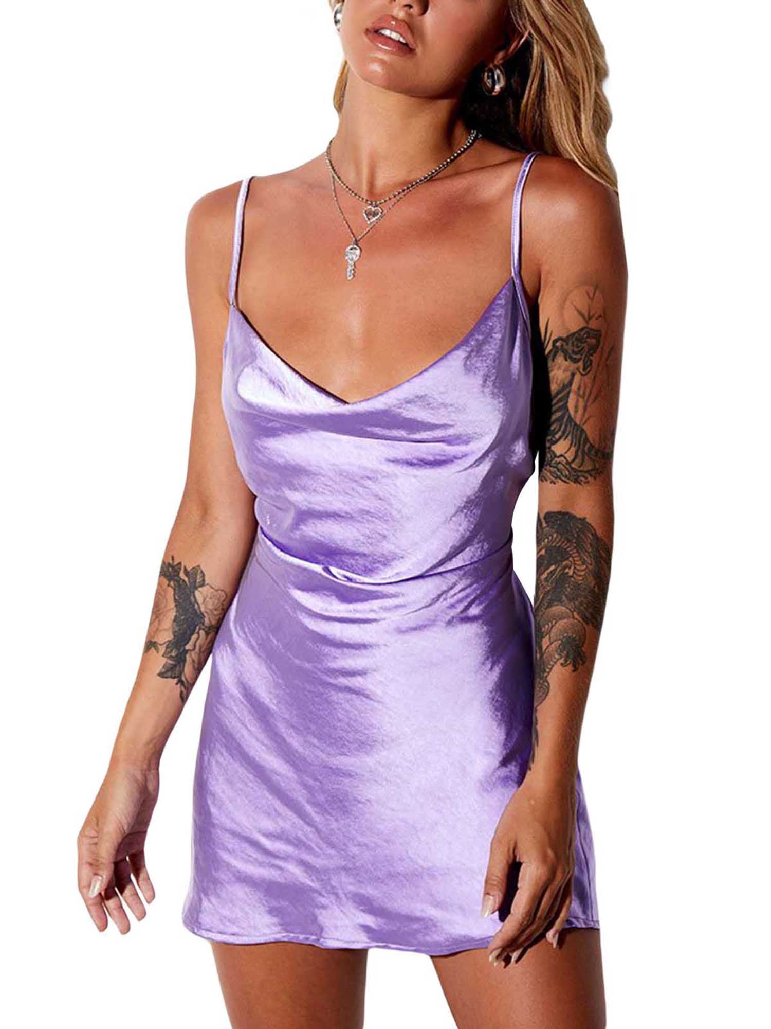 Spaghetti Strap Satin Back Cutout Dress main image 0