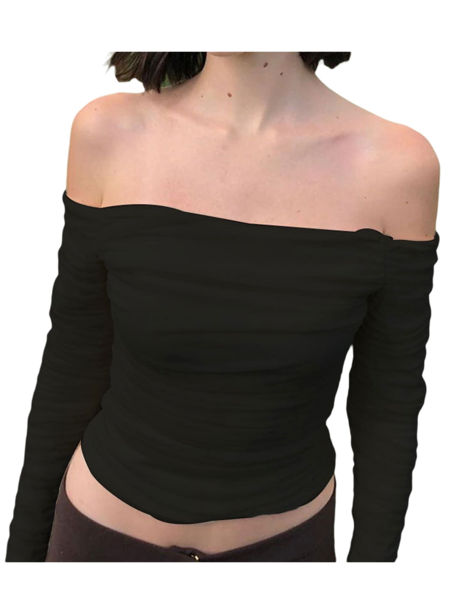 Off-Shoulder See-Through Cropped T-Shirt main image 0