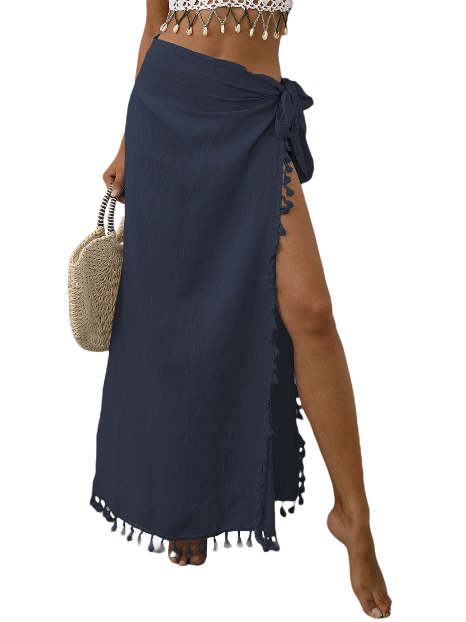 JBEELATE Women Sarong Swimsuit Bikini Cover Up Fringed Long Maxi Beach