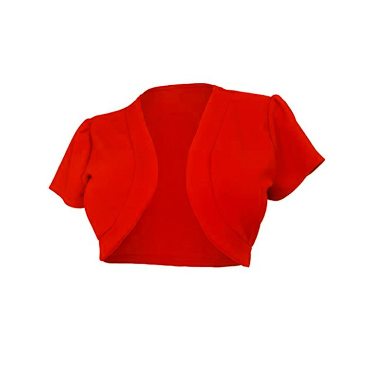 JBEELATE Women Short Sleeve Bolero Cardigan Plus Size Open Front Solid Knit Cropped Jackets Shrug for Summer Dress S 3XL