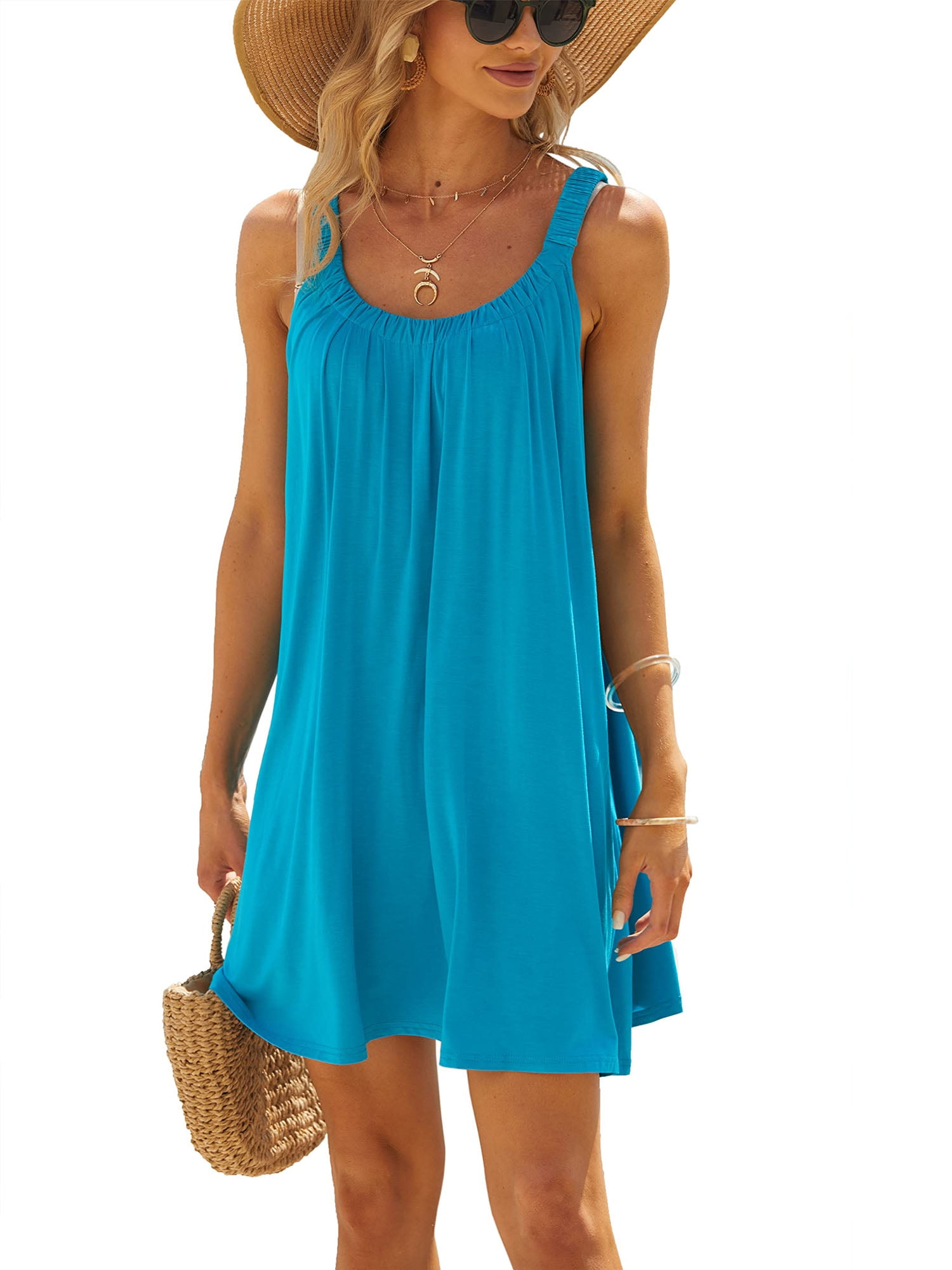 JBEELATE Women's Beach Cover Up Dress Sleeveless Tank Dress Halter