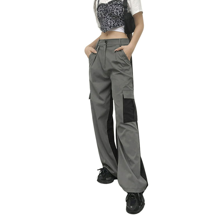 Bj Pantswomen's Wide-leg Cargo Pants - Striped Acrylic Joggers With Pockets