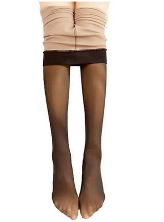 Womens Fleece Lined Tights Fake Translucent Thermal Pantyhose