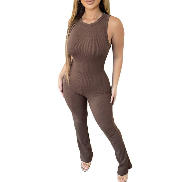 One Piece Jumpsuits for Women Yoga Ribbed Tank Tops Rompers