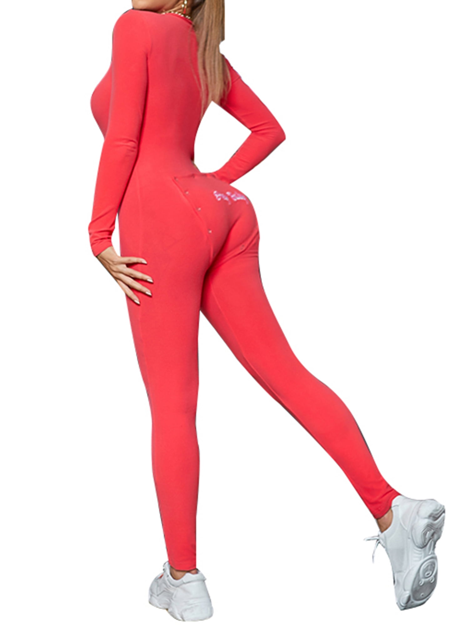 JBEELATE Women's Onesie Sleepwear V Neck Butt Button Back Flap Jumpsuit