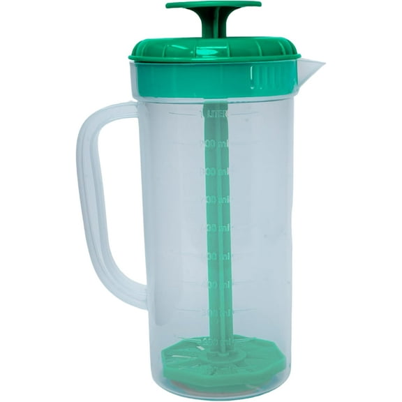 JBK 1Qt. Green Plastic Mixing Pitcher with Plunger Lid