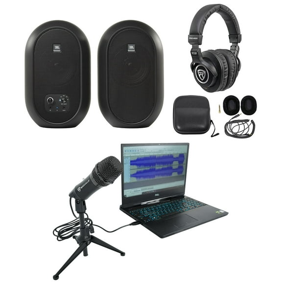 JBL 104SET-BT Powered Studio Monitors w/Bluetooth + USB Microphone + Headphones