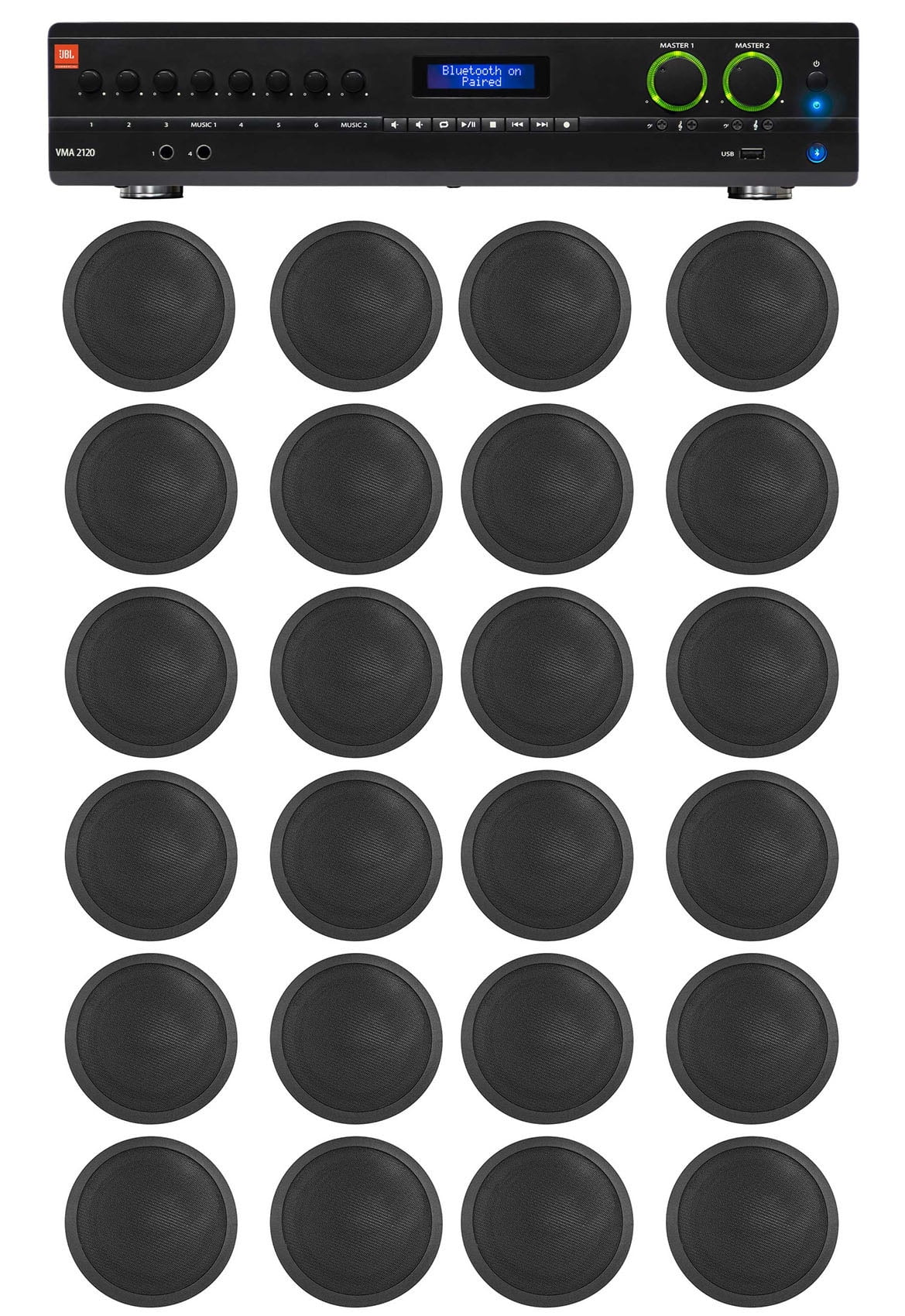 JBL 2Channel Amp+24) Black 5" Ceiling Speakers For Restaurant/Bar