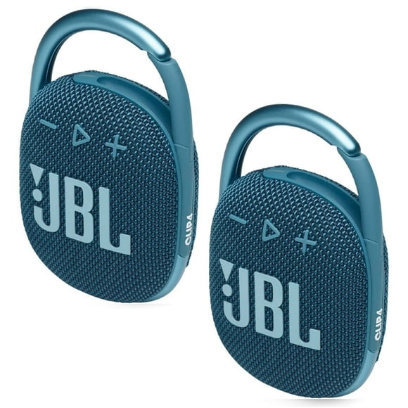 JBL 2 Pack Clip 4 Waterproof Wireless Audio Bluetooth Speaker Bundle (Blue)
