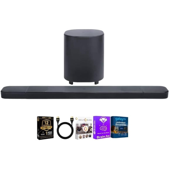 JBL 7.1.4 Channel Dolby Atmos Soundbar with Detachable Wireless Surround Speakers True 3D Spatial Sound Built in Subwoofer Wi Fi Bluetooth HDMI Cable Streaming Bundle 12 Month CPS Warranty