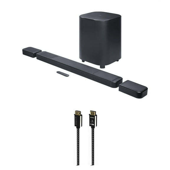 JBL BAR-1300X-MK2 AI Sound Boost Dolby Atmos Soundbar System with an Austere 7S-8KHD2-2.5M VII Series 2.5m Premium Braided 8K HDMI Cable (2025)