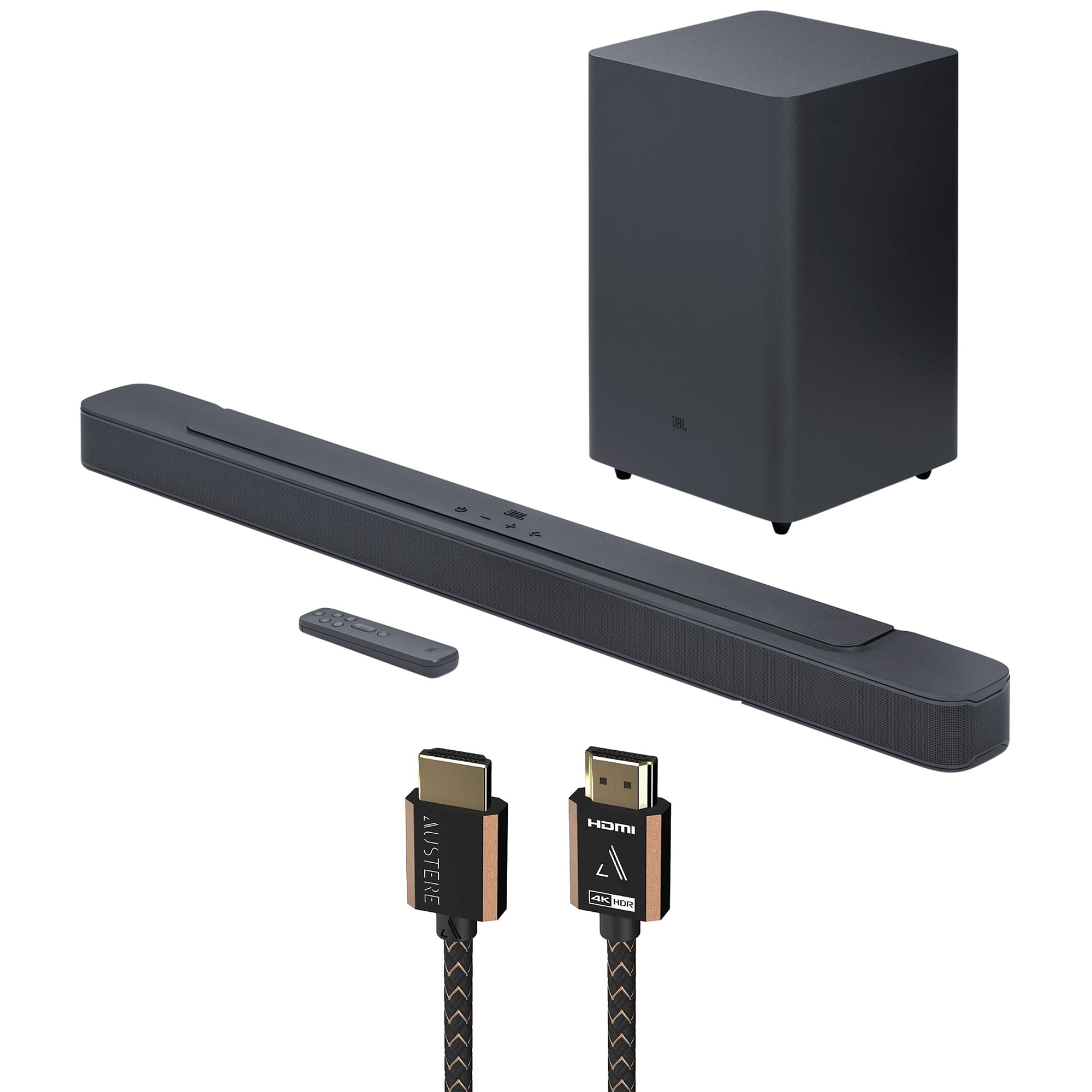 JBL BAR-2-1-DEEP-BASS-MK2 2.1ch Soundbar and Subwoofer with Dolby Digital and an Austere 3S-4KHD2-2.5M III Series 4K HDMI 2.5m Cable (2022)