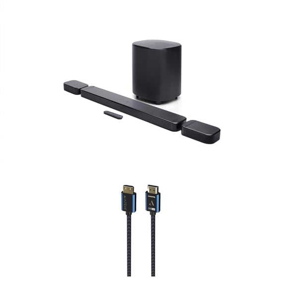 JBL BAR-700-MK2 Surround Sound 4K Dolby Atmos Passthrough Soundbar with an Austere 5S-4KHD2-2.5M V-Series 2.5m Premium 4K HDR HDMI Braided Cable (2025)