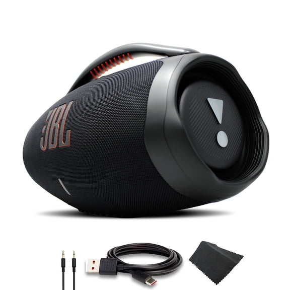 JBL Boombox 3 Portable Bluetooth Speaker (Black), IPX7 Waterproof, 24-Hour Battery + USB-C Cable (International Model)
