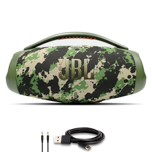 JBL Boombox 3 Portable Bluetooth Speaker (Squad), IPX7 Waterproof, 24-Hour Battery + USB-C Cable (International Model)