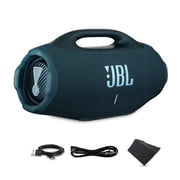 JBL Boombox 4 Portable Bluetooth Speaker Blue, IP68 Waterproof/Dustproof, Dual Bass Modes, High-Output Sound, Rechargeable Battery Bundle with USB-C Cable International Model