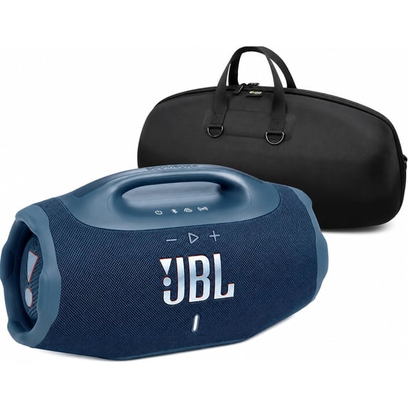 JBL Boombox 4 Portable Waterproof Bluetooth Speaker with Electronics Expo Gear Weather-Resistant Hard-Shell Travel Case – Powerful Bass, 34-Hour Playtime, IP68 Waterproof, Auracast, BLUE