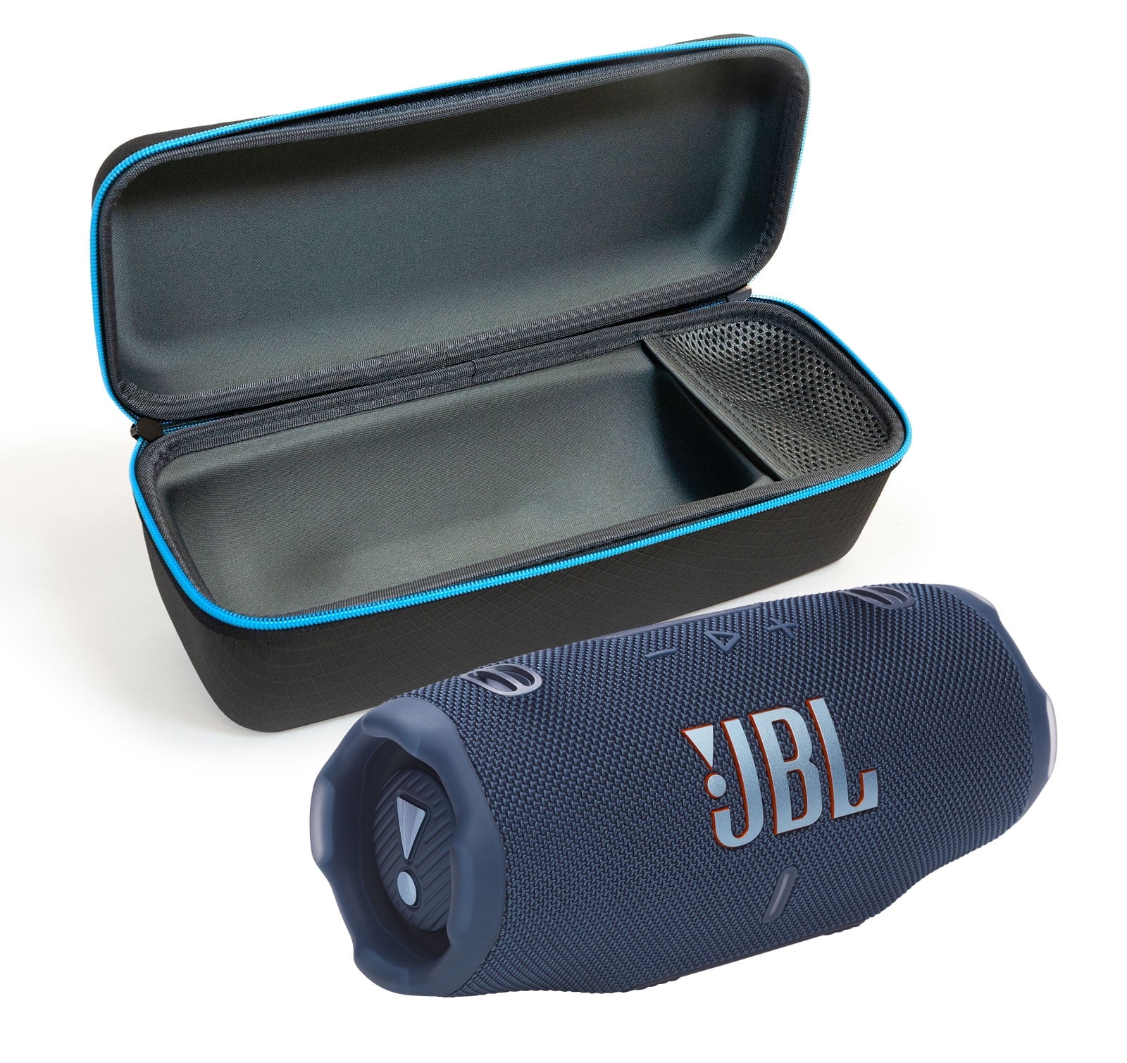 JBL CHARGE 6 Bluetooth Speaker & divvi! Premium Hard Case Bundle - Blue