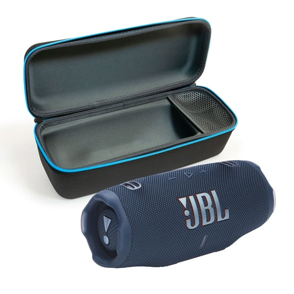 JBL CHARGE 6 Bluetooth Speaker & divvi! Premium Hard Case Bundle - Blue