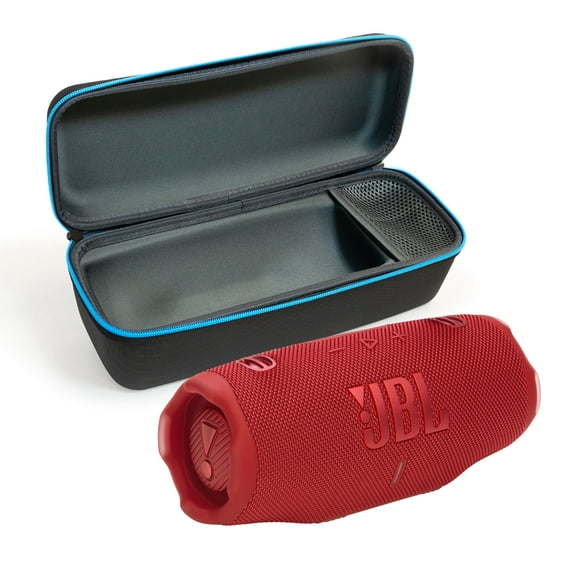 JBL CHARGE 6 Bluetooth Speaker & divvi! Premium Hard Case Bundle - Red