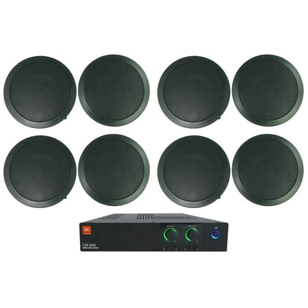 JBL CSA 280Z 2 x 80w Commercial 70v Amplifier+(8) Black 6.5" Ceiling Speakers