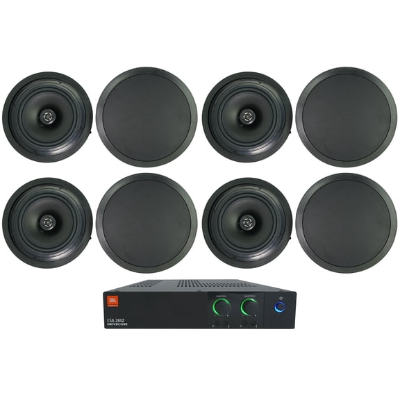 JBL CSA 280Z 2 x 80w Commercial 70v Amplifier Amp+(8) Black 8" Ceiling Speakers