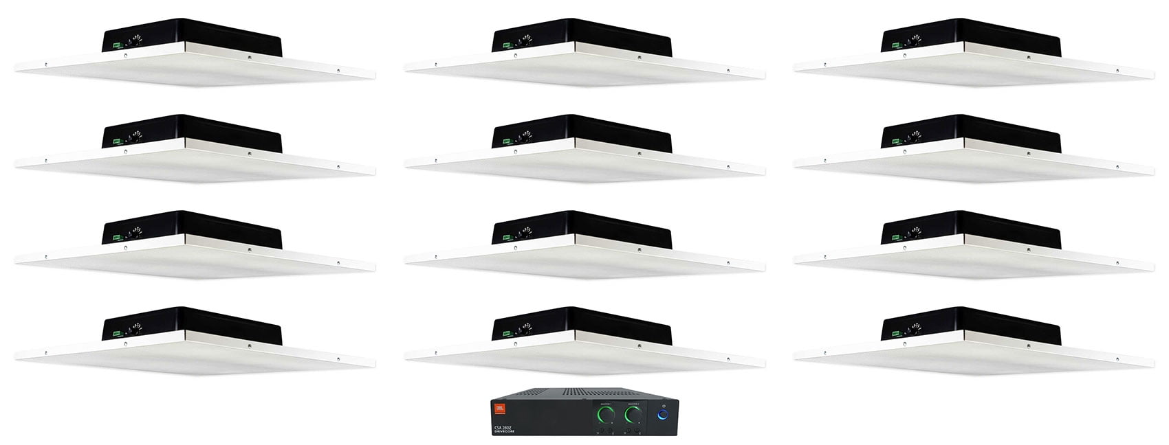 JBL CSA 280Z Commercial Amplifier+(12) 2' X 2' Drop Ceiling Office Tile Speakers