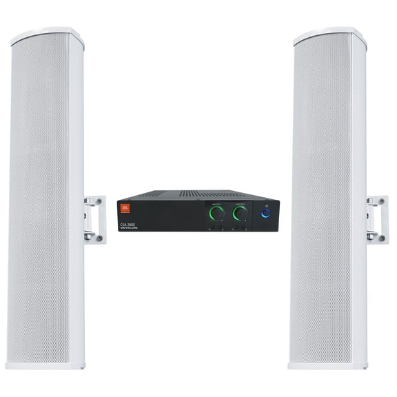 JBL CSA 280Z Commercial Amplifier+2) White Line Array Commercial Column Speakers