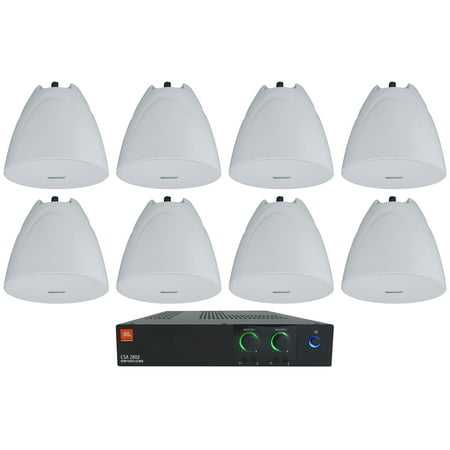 JBL CSA 280Z Commercial Amplifier+(8) White 5.25" 70V Hanging Pendant Speakers