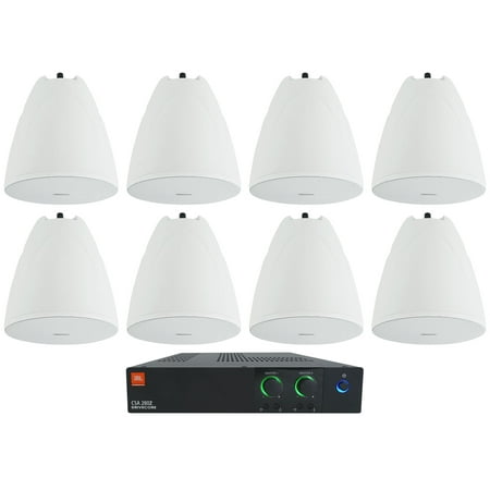 JBL CSA 280Z Commercial Amplifier+(8) White 6.5" 70V Hanging Pendant Speakers