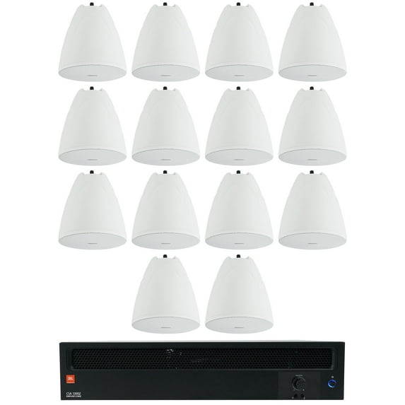 JBL CSA1300Z 70v Commercial Amplifier + (14) White Pendant Speakers CSA 1300Z