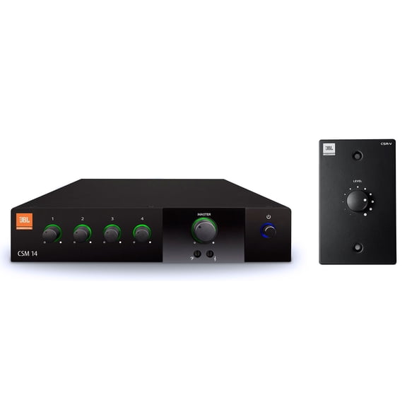 JBL CSM14 4 Input-1 Output Fanless Commercial Mixer+Black Wall Volume Controller