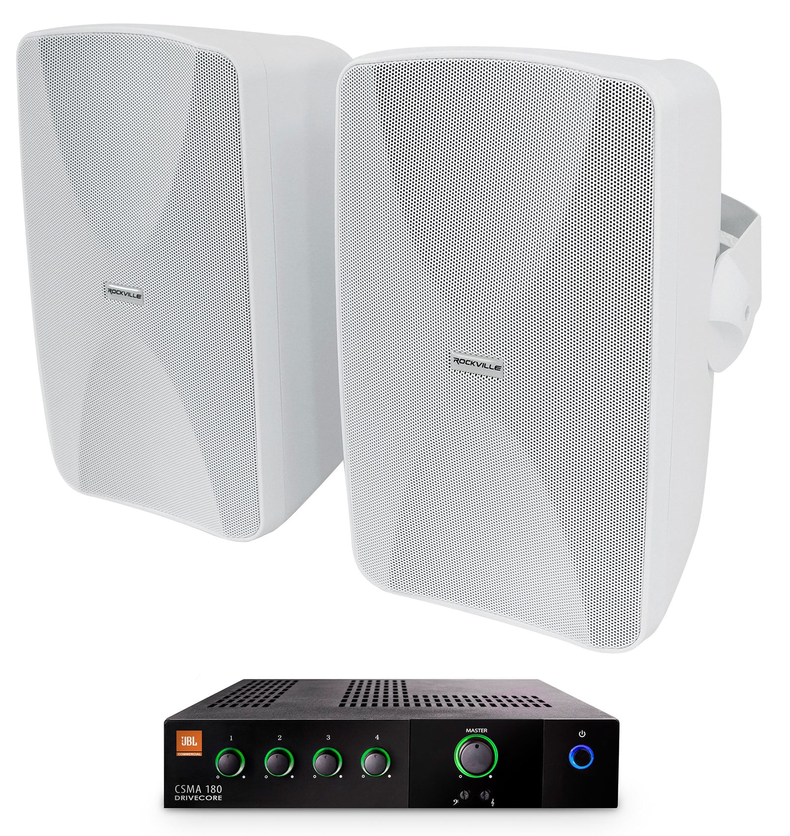 JBL CSMA 180 Commercial 70v Amplifier+(2) White Speakers For Restaurant