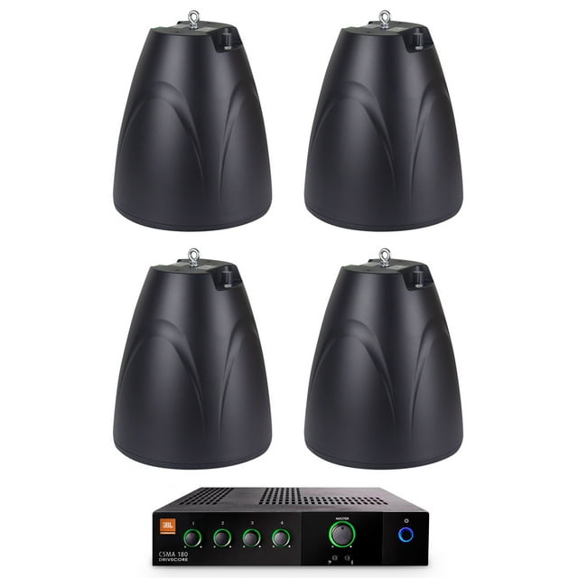JBL CSMA 180 Commercial 70v Amplifier+(4) Black 6.5" Hanging Pendant