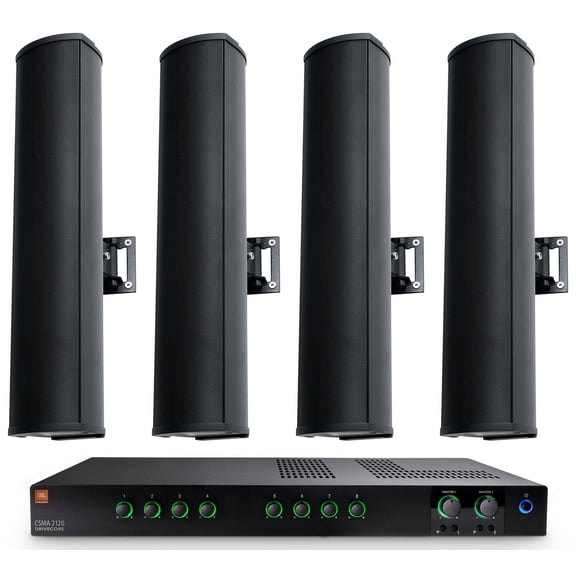JBL CSMA 2120 2 x 120w Commercial 70v Amplifier+(4) Column Line Array Speakers