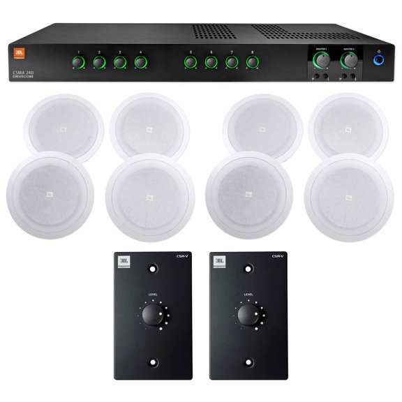 JBL CSMA240 Commercial Amplifier+(8) 8" In-Ceiling Speakers+(2) Wall Controllers