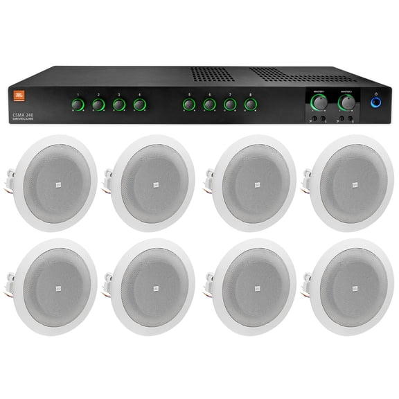 JBL CSMA240 Commercial/Restaurant 2 x 40w Amplifier+(8) 4" In-Ceiling Speakers