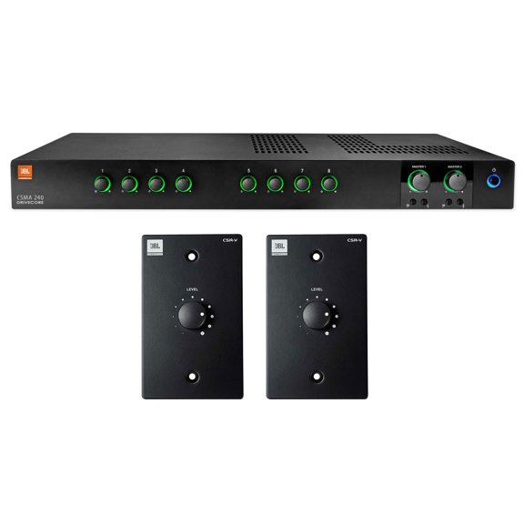 JBL CSMA240 Commercial/Restaurant 2x40w Amplifier+Black Wall Volume Controllers