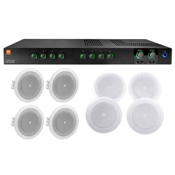 JBL CSMA240 Commercial/Restaurant Amplifier+(4) 8"+(4) 4" In-Ceiling Speakers