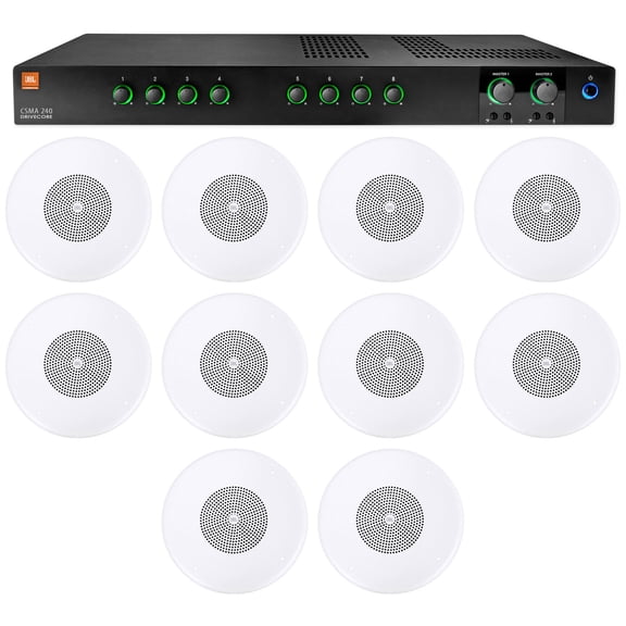 JBL CSMA240 Restaurant/Bar/Cafe 2x40w Amplifier 4ohm/8ohm/70V/100V+(10) Speakers
