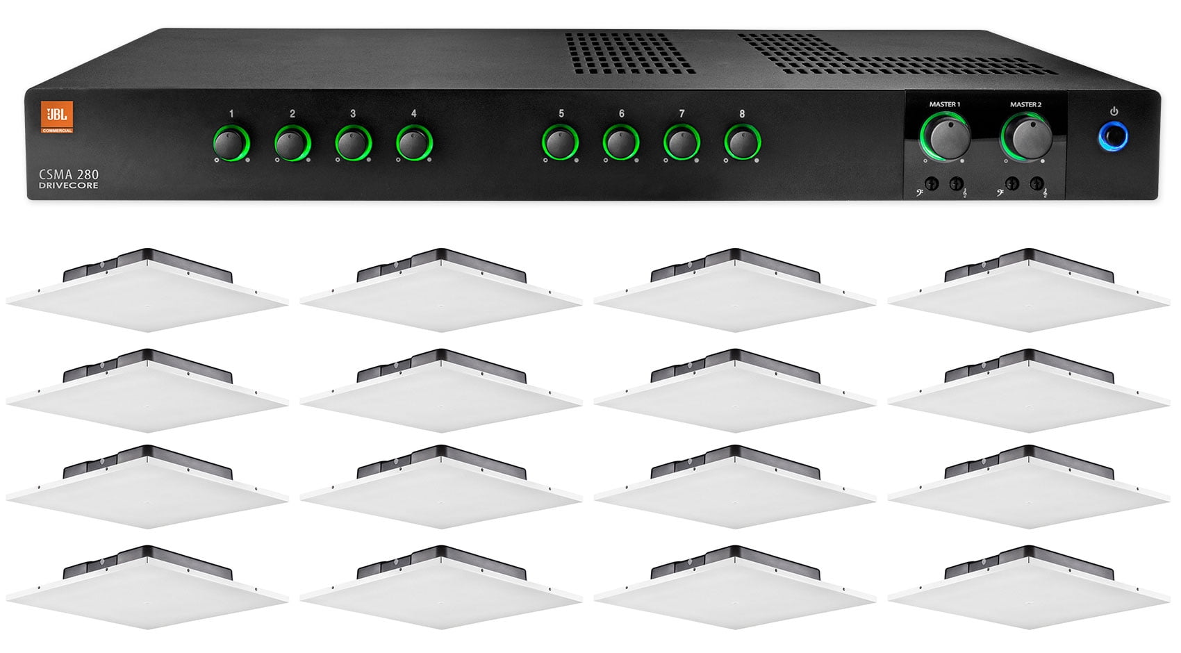 JBL CSMA280 Commercial Amplifier+16 Office/Restaurant Drop Ceiling Tile Speakers