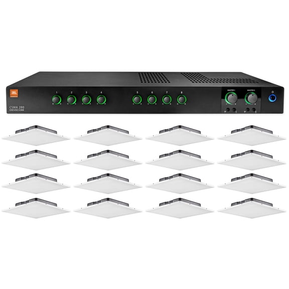 JBL CSMA280 Commercial Amplifier+16 Office/Restaurant Drop Ceiling Tile Speakers