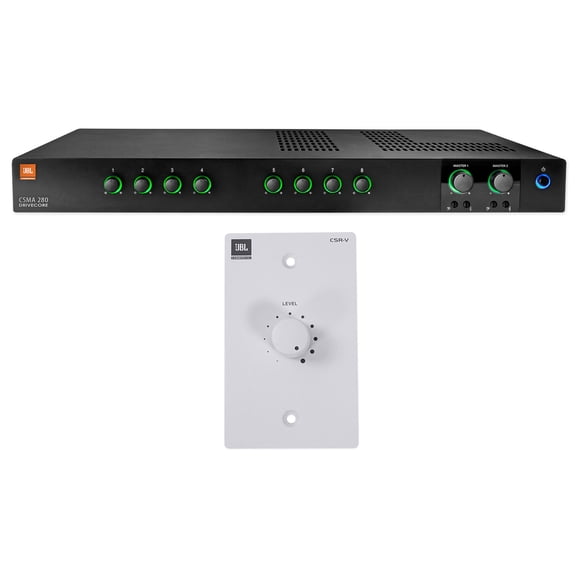 JBL CSMA280 Commercial/Restaurant 2 x 80w Amplifier+White Wall Volume Controller