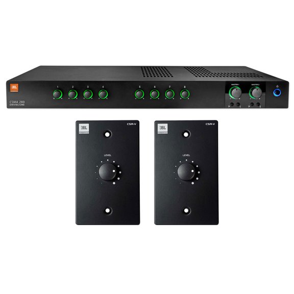 JBL CSMA280 Commercial/Restaurant 2x80w Amplifier+Black Wall Volume Controllers