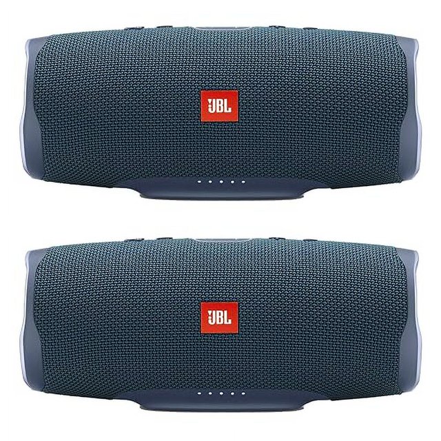 JBL Charge 4 Waterproof Portable Bluetooth Speaker Bundle Blue/Blue (Pair)