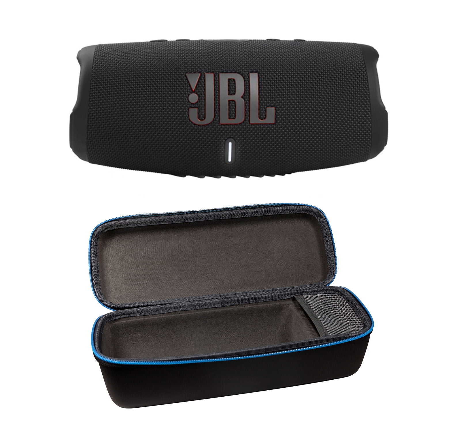 JBL Charge 5 Black Portable Bluetooth Speaker w/Divvi! Hardshell Case Bundle
