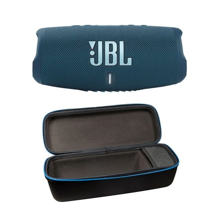 JBL Charge 5 Blue Bluetooth Speaker & divvi Hardshell Case Bundle
