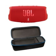 JBL Charge 5 Red Portable Bluetooth Speaker w/Divvi! Hardshell Case Bundle